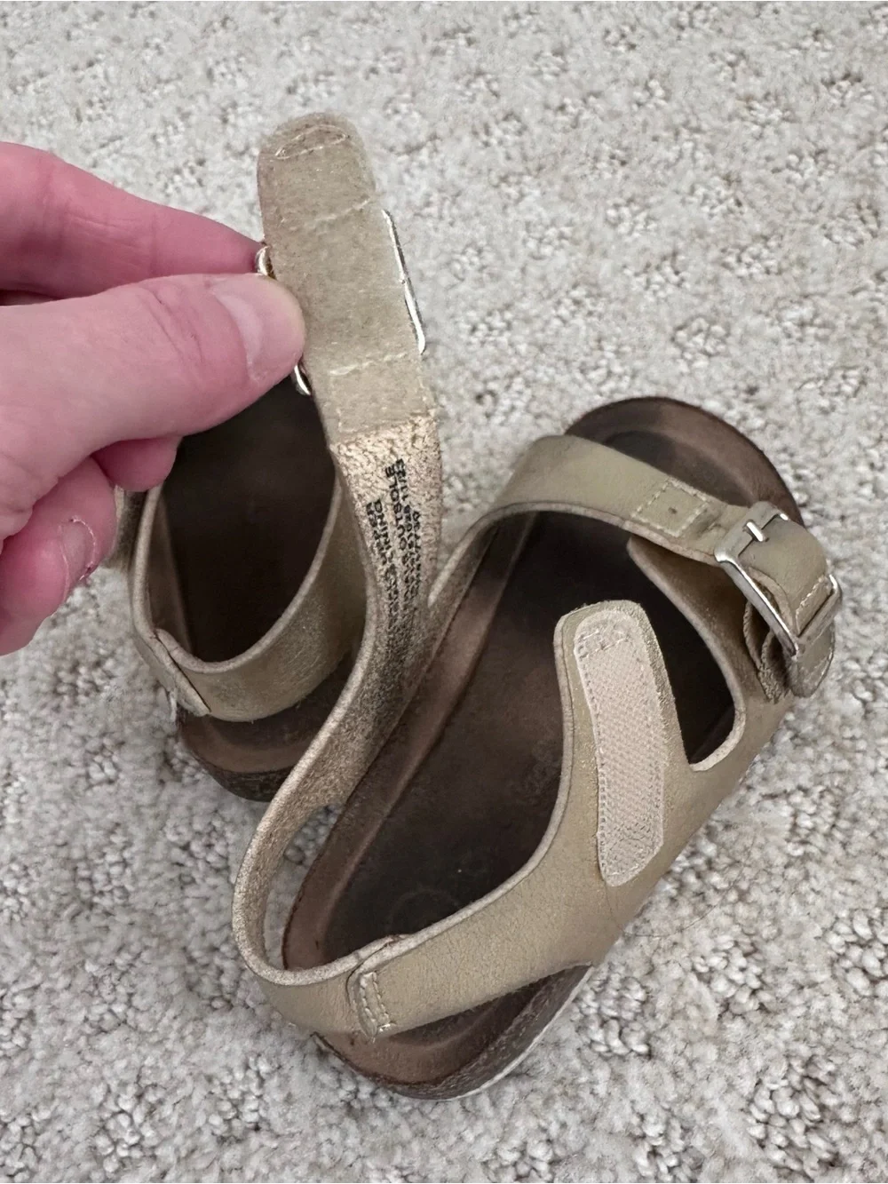 Girl Metallic Gold Double-Buckle Velcro Sandals Size 5